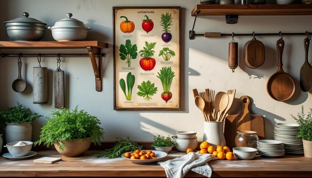 Idées d'affiche murale vintage pour une cuisine accueillante