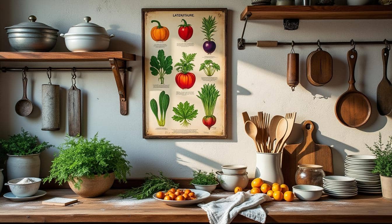 Idées d'affiche murale vintage pour une cuisine accueillante