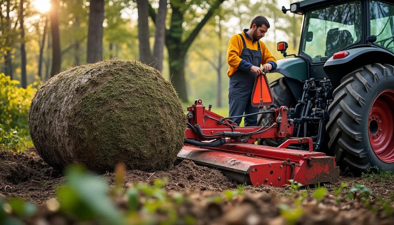 Illustration: Comment fonctionne la scie circulaire 3 points fixée au tracteur ?
