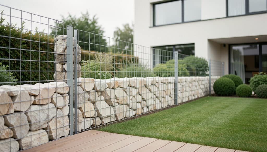 Clôture en gabion mince : design, solide et discrète